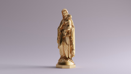 Gold Mary an Child Statue