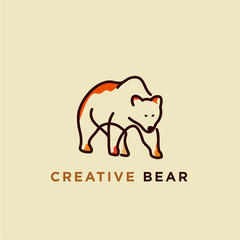 line art illustration of bear logo designs, colorful bear logo template
