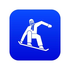 Snowboarder icon digital blue for any design isolated on white vector illustration