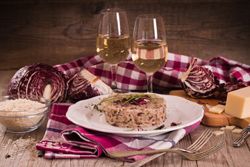 Risotto with red radicchio.