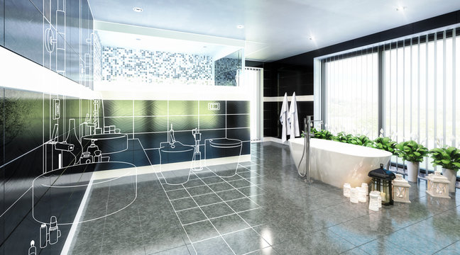 Luxurious Bathroom Furnishing (illustration) - 3d visualization