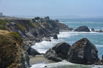Rocky coast of the California coast. Northern California, USA