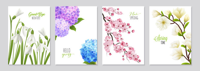 Realistic Flower Banners Collection
