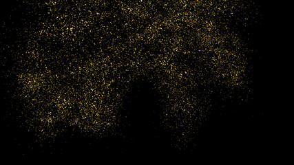 Gold Glitter Texture Isolated On Black. Amber Particles Color. Celebratory Background. Golden Explosion Of Confetti. Design Element. Digitally Generated Image. Vector Illustration, Eps 10.
