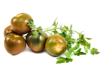 Brown tomatoes isolated on a white background
