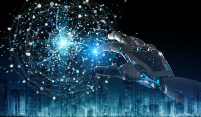 Intelligent robot humanoid using digital global network 3D rendering