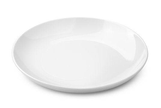 Empty Plate, Isolated On White Background, Clipping Path, Full Depth Of Field