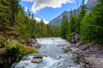 Mountain river in Glacier National Park, Montana US	