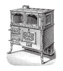 Old oven / vintage illustration from Meyers Konversations-Lexikon 1897