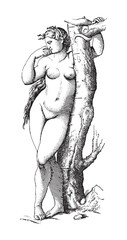 Eve by Raphael / vintage illustration from Meyers Konversations-Lexikon 1897 - obrazy, fototapety, plakaty