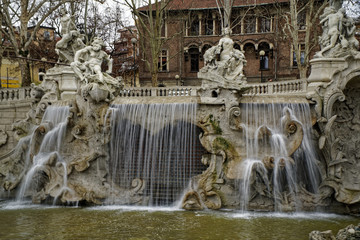 Fountain on the Valentino park Square in Torino, Italy
