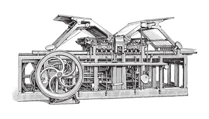 Old printing press / vintage illustration from Meyers Konversations-Lexikon 1897