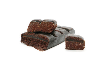 Chocolate bar Hematogen sweet food isolated on white background.