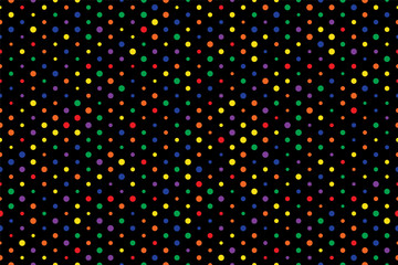 Black polka dots different size color circles abstract seamless pattern