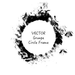 Vector grunge circle frame with brush stoke texture