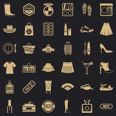 Sale for woman icons set. Simple style of 36 sale for woman vector icons for web for any design