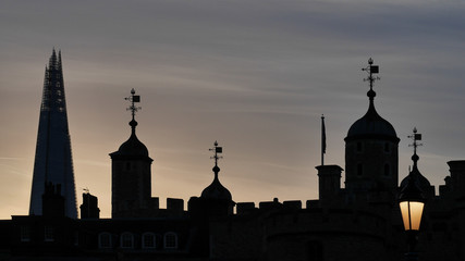 Fototapeta na wymiar Tower of London UK silhouette