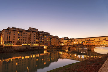 Fototapeta na wymiar Ponte Vecchio and Arno River - Florence Italy