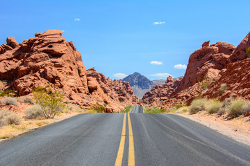 Hilly road in Valley of Fire State Park Nevada, USA.