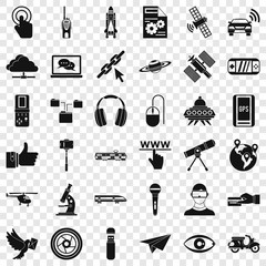 Obraz premium Wireless technology icons set. Simple style of 36 wireless technology vector icons for web for any design