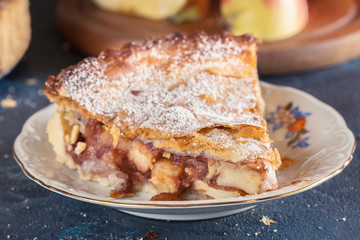 Homemade apple pie tart with cinnamon and sugar