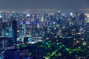 High view of Bangkok city in night time