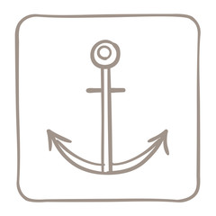 Anchor Icon in a light brown frame. Vector graphics.