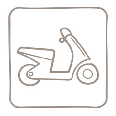  Scooter Icon in a light brown frame. Vector graphics.