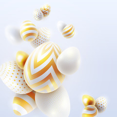 Happy Easter holiday background with 3d eggs