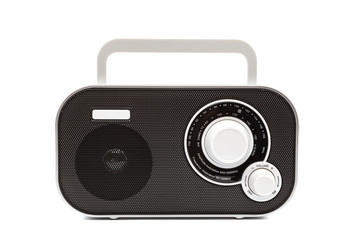 Stylish compact radio receiver isolated on white background