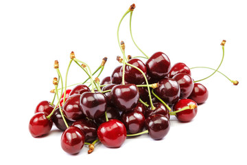 Obraz na płótnie Canvas Fruits of a sweet cherry on white background.