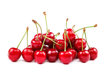 Fruits of a sweet cherry on white background.