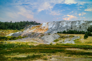 The Mammoth Hot Springs Area in Yellowstone National Park, Wyoming