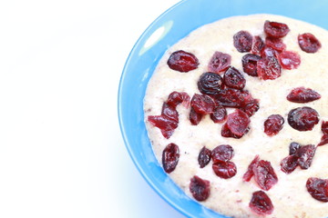 flax porridge and  cranberries