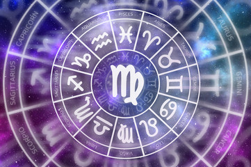 Zodiac Virgo symbol inside of horoscope circle
