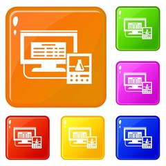 Lab digital monitor icons set collection vector 6 color isolated on white background