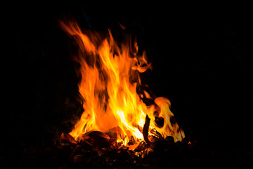 Fire on a black background