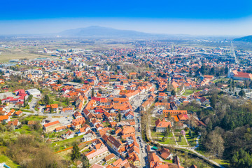 Fototapeta premium Croatia, Samobor, panoramic view frome drone over city center