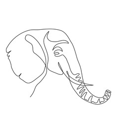elephant Continuous line drawing