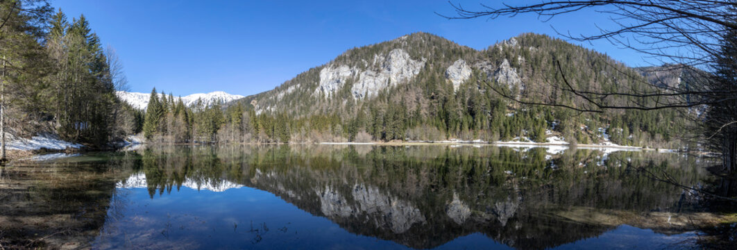 mountain lake named duerrsee near seewiesen / hochschwab  in styria,austria