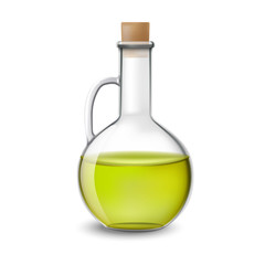 glass bottle of of olive oil