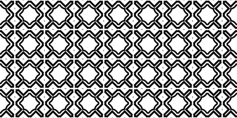 Fototapeta premium Vector Illustration. Pattern With Traditional Geometric Ornament, Decorative Border. Design For Print Fabric. Paper For Scrapbook. Black white color