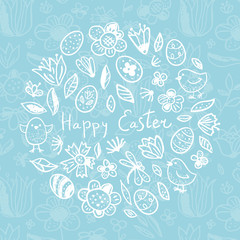 Happy Easter symbols in circle form