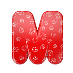 Easter egg letter M - Capital 3d red and white celebration font - suitable for Easter, events or fest related subjects