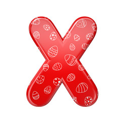 Easter egg letter X - Upper-case 3d red and white celebration font - suitable for Easter, events or fest related subjects