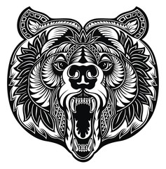 Vintage logo style angry and serious bear