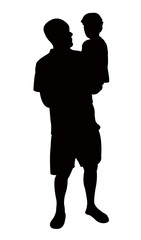 father and daughter together, silhouette vector