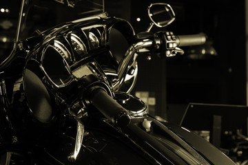 Obraz na płótnie Canvas View motorcycle handlebar, Dashboard