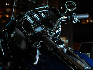 Fototapeta na wymiar View motorcycle handlebar, Dashboard