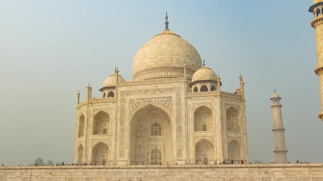 Famous mausoleum Taj Mahal in Agra, India, hyperlapse 4k